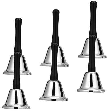 Abaodam 6 Stück Rufglocke Empfangsglocke Handglocke Kirchenhandglocken Hochzeitsglocken Türglocke Kuhglocken Cloche Musikglocken Partyglocke Tischglocke Kleine Glocke Serviceglocke Silber
