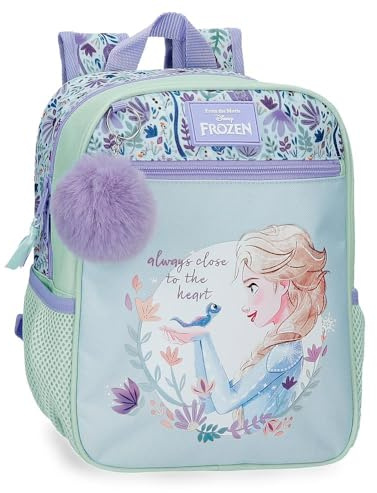 Disney Frozen Close to the heart Mochila infantil, mochila escolar, fabricada en Poliéster, bolsillos laterales, tirantes anchos ajustables, Asa superior para colgarla, sistema magic Fix.