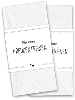 PuK Freudentränen Banderolen Hochzeit | Papierbanderolen für Taschentücher zur Hochzeit | Perfekt für emotionale Trauung | Klebepunkte enthalten (02, 25)