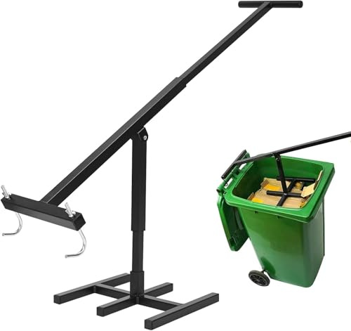 Bellanny Compactador manual negro para cubos de basura de 120 L y 240 L, compresor de basura de mano con mango ajustable para ahorrar espacio en cubos de basura, compresor de residuos de acero para la