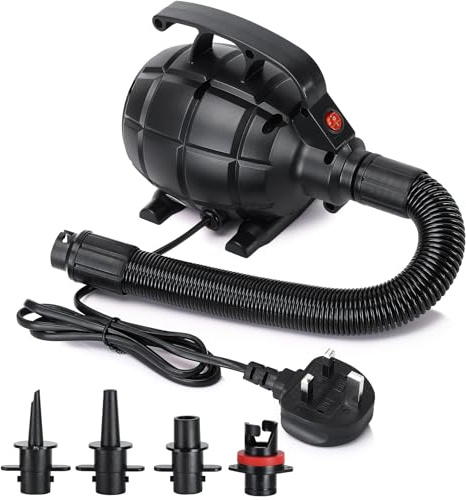 ROMELANDS Electric Air Pump for Inflatables, Electric Pump for Air Inflator Deflator Portable Air Pump 4 Nozzles for Gymnastics Track MaPaddling Pool Beach Toys Air Bed AC 220-230V (500W)