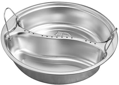 Vassoio per cottura a vapore diviso con doppi manici, inserto per cottura a vapore, cestello per cottura a vapore in acciaio inossidabile, piastra a vapore sezionale rotonda (L)