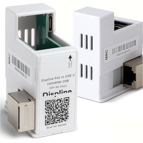 Displine PoE Adapter 10W - Ethernet auf USB C - Strom & Netzwerkverbindung 95Mbit/s für iPad Air, Mini, Pro & Samsung Galaxy Tab Wandhalterung - Unterputz PoE Netzteil Converter