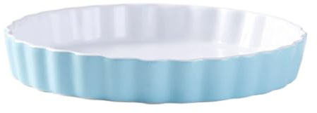 TAMUME Piatto profondo in porcellana per torta e pizza, teglia rotonda in ceramica e teglia per torta scanalata (20 cm blu)