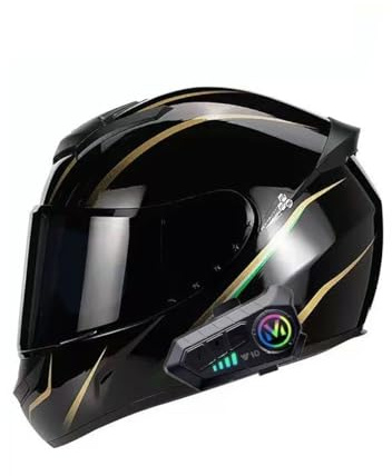 ZLHYQA Casque de Moto intégral pour Adulte, homologué ECE, visière Rabattable antibuée, Haut-Parleur intégré, Casque de Course de Rue pour Quatre Roues, BMX, VTT, cyclomoteur