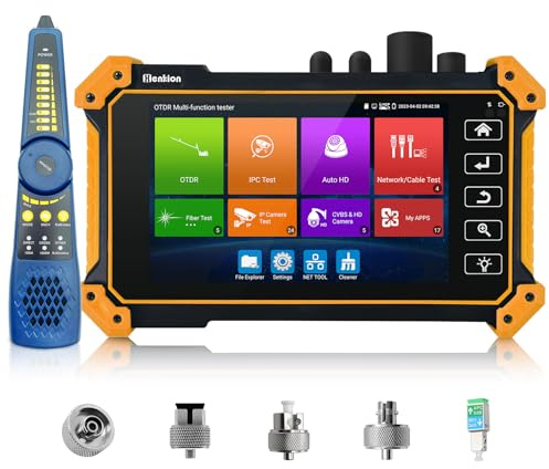 Henkion OTDR RSO-5510 - Tester in fibra ottica, 1610 nm, 28 dB, 5,4, touch screen IPS, portata 150 km, IPC, tester TVI CVI AHD CVBS, tester per cavi FC/UPC SC ST LC OPM OLS LS VFL