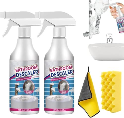 2025 New Bathroom Descaler Foam Spray, Stubborn Stains Cleaner, Bathroom Foam Cleaner Spray, Multipurpose Foam Cleaner for Bathtub, Toilet, Glass, Faucet (2Pcs)