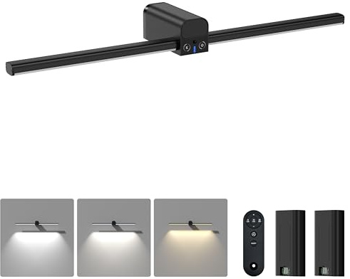 Lightbiz Picture Light for Wall 20inch, 10000mAh Rechargeable Battery Operated Cordless Dimmable Wall Lights for Picture on Wall with Remote Timmer, Picture Lights for Gallery Artwork, Paintings