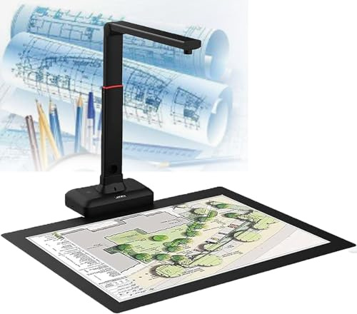 Overhead Scanner, Document Scanner, High Resolution 23MP USB Document Camera, 130 Languages OCR, Auto Flatten & Fingerprint Removal Technologies