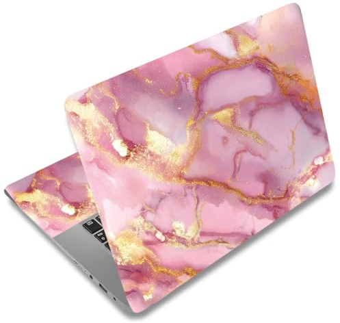 SUPERDANT 3 Pcs Pink Gold Marble Laptop Skin Removable PVC Wrap Scratch Proof Decal for 13-16 Inch PC Bubble-Free 27x38cm