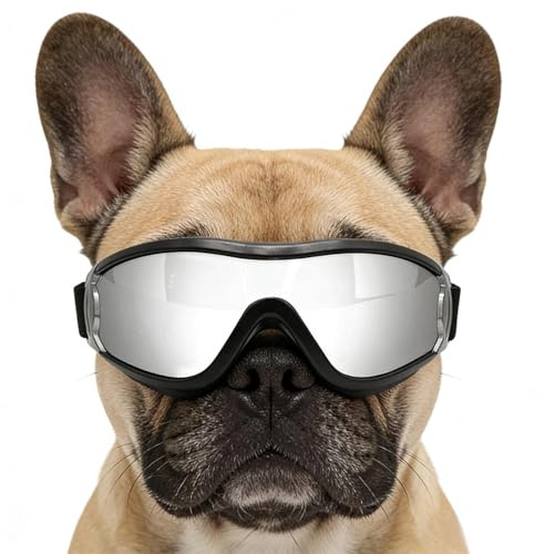 UV-Block Hundebrille - 8,46 Zoll Bequeme Passform Haustierbrille | Doggles- für kleine mittlere Große, Zuhause, drinnen, draußen, Camping und Wandern
