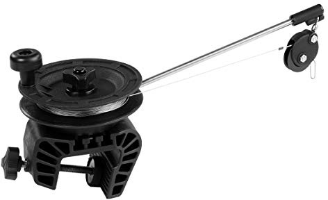 Scotty 620714 Laketroller Manueller Downrigger, Klemmhalterung, Schwarz, S | Inklusive tragbarer eloxierter Aluminiumklemme zur Montage am Trichter oder Heckspiegel