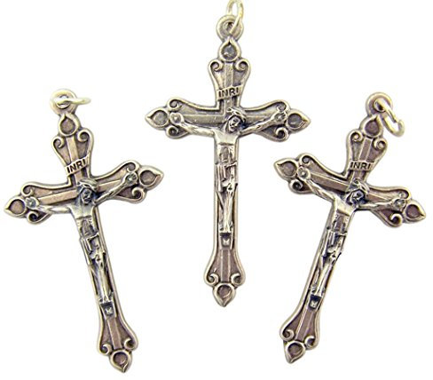 Religious Gifts Silberne Boden Kreuz Kruzifix f r Rosenkranz Making-Kit, Menge 3, 1 3/10,2 cm