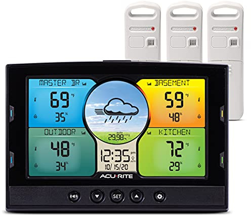 AcuRite Multi-Room Weather Station with Wireless Indoor/Outdoor Thermometer and Digital Color Display with Weather Forecaster (02082M), Full Color