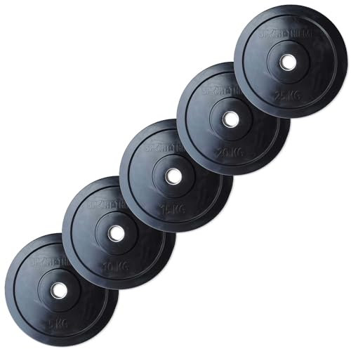 Sport-Thieme Gummi Hantelscheibe Bumper Plate | In versch. Gewichtsklassen | Widerstandsfähig u. langlebig | Für Heimtrainings | Glatter Griff | Aus Gummi | Ø (Bohrung) 50 mm