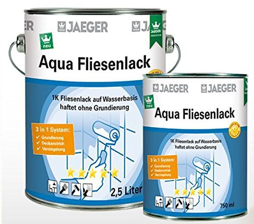 Jaeger Aqua Fliesenlack für Wandfliesen, seidenmatt (750 ml, quarzo (hellgrau0700))