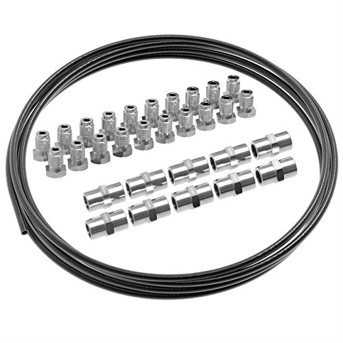 5m Tubo di Freno Ø 4,75 mm Kit + 20 raccordi maschi + 10 connettori M10 x 1 DIN 74 234 Set di Tubi di Acciaio e Accessori dei Freni per Svasatura DIN F