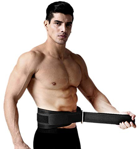 Trainingsgürtel Sport Bauchweggürtel Verstellbarer Gewichthebergürtel für Männer Fitnessgürtel Erwachsene Lendenwirbelstütze Herren Rückenbandage Unterstützung für Bodybuilding Fitness Schwarz L