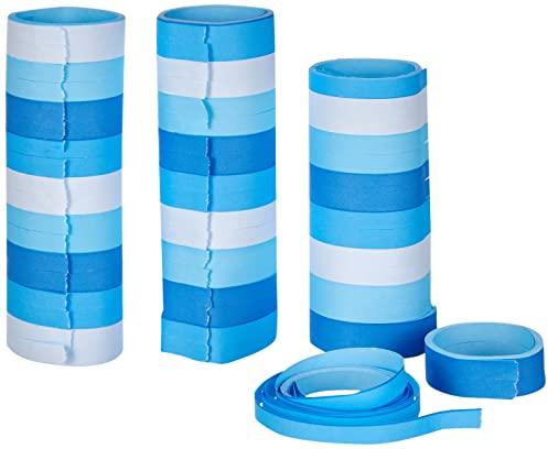 Amscan 9904634 - Luftschlangen Sky Blue, 3 Rollen mit jeweils 18 Röhrchen, Dekoration, Mottoparty, Karneval