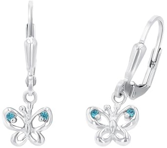 AMOR - Kinder Ohrringe 925 Silber - mit Zirkonia Stein - Schmetterling Ohrhänger - AMR-EG0002