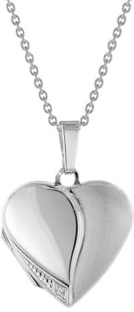 trendor Damen Medaillon Herz mit Halskette Silber 925 75734 | zauberhafter Silber-Anhänger Kette für Frauen Silberschmuck, liebevolle Geschenkidee