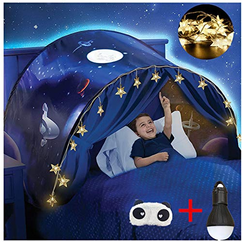 FLAYOR Dream Tents Unisex - Tenda da letto per bambini Pop Up con LED, tunnel pieghevole, gioco con luce, regalo di compleanno di Natale (passeggiata nello spazio)