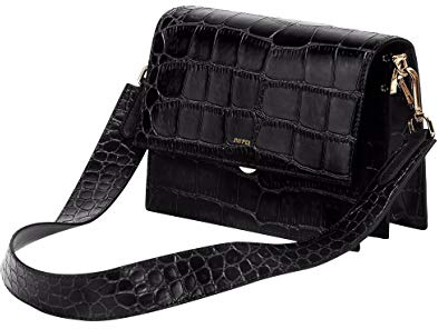 JW PEI Mini Flap Damen Umhängetaschen - Krokodilprägung Schwarz