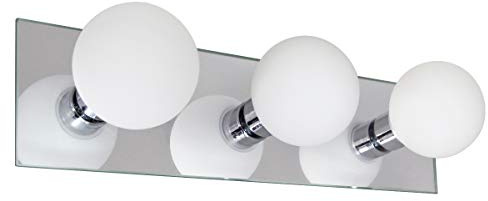 Long Life Lamp Company Retro 3 Mini Globe Bathroom Mirror Wall Light Frosted Opaque Shades Chrome Base M0220-F