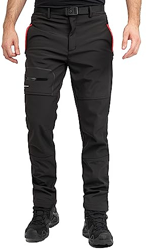 Höhenhorn Trekmaster - Pantalon de randonnée softshell pour homme, pantalon d’extérieur d’hiver, pantalon de snowboard doublé, Noir , XL