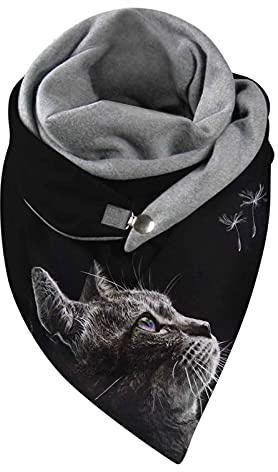 Schal Damen Dreiecksschal Elegant Farbe Katze Tier Drucken Button Dreieckstuch Warmee Herbstschal Winterschal Karo Tartan Halstücher Cape Herbstschal Mit Knöpfen Weich Scarf Dreieckstuch Lätzchen