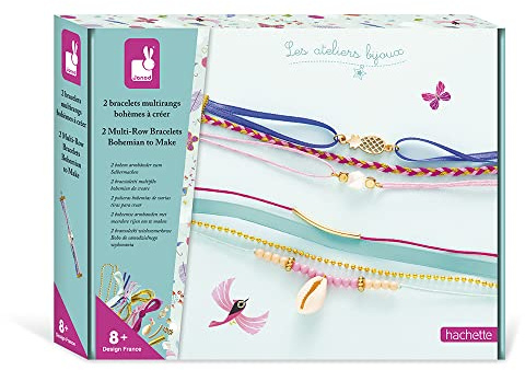Janod - Bastel-Set mit 2 mehrreihigen Bohème-Armbändern - Les Ateliers Bijoux - Kreative Beschäftigung für Kinder - Geschicklichkeit und Konzentration - Ab 8 Jahren, J07931