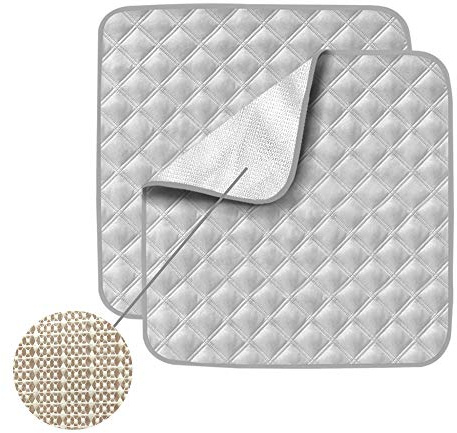 SGerste Sitzkissen, besonders waschbar, für Inkontinenz – Senioren, Erwachsene, Kinder oder Haustiere, 4-lagiges Design, saugfähige Stuhlauflagen, Grau, 2 Stück