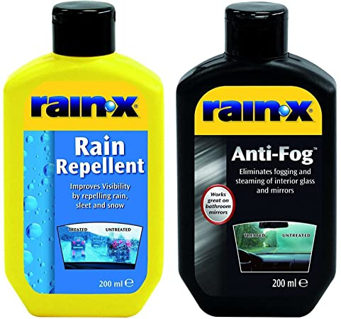 Rain-X Rain Repellent and Anti Fog Twin Pack Clear Cleaner Windscreen Demist
