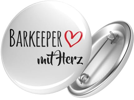 Huuraa Button Barkeeper mit Herz Ansteck Pin 59mm mit Motiv für die tollsten Menschen Geschenk Idee für Freunde und Familie