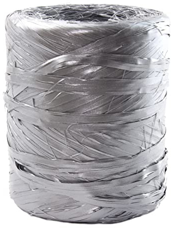 Bast auf einer Rolle, synthetisches Bast, 220 yard, Papierband, natürliches Basteln, für Geschenke, Weihnachtsblumensträuße, Dekorationen, 200 m (Metallisch Silber)