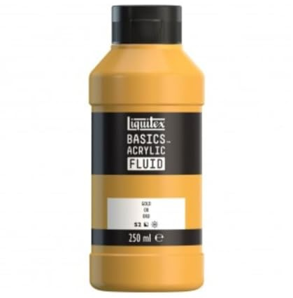Liquitex 8870430 Basics Fluid Acrylfarbe mit fließender Konsiszenz, schnell trocknend, lichtecht, wasserfest, auf Wasserbasis, 250ml Flasche - Gold