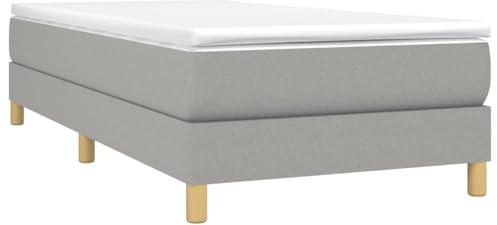 vidaXL Boxspringbett mit Matratze Hellgrau 90x200 cm Stoff