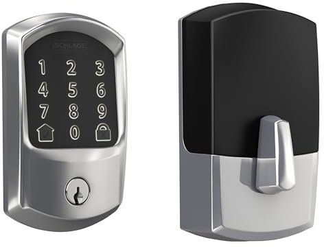 Schlage BE489WB GRW 625 Encode WiFi Deadbolt Smart Lock, Keyless Entry Touchscreen Door Lock with Greenwich Trim, Bright Chrome