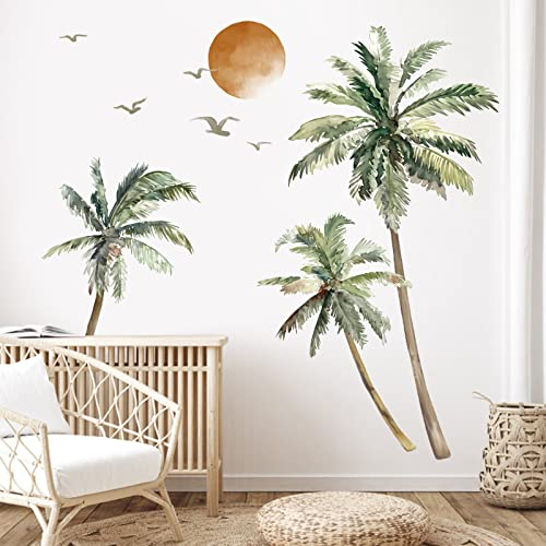 wondever Wandtattoo Palme Baum Groß Boho Wandaufkleber Tropische Pflanzen Palme Wandsticker Wanddeko für Schlafzimmer Wohnzimmer TV Hintergrund (H: 162cm)
