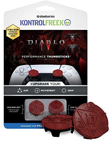 KontrolFreek Diablo IV Performance Thumbsticks für Playstation 4 (PS4) und Playstation 5 (PS5) Controller | 2 Low-Rise | Rot & Schwarz