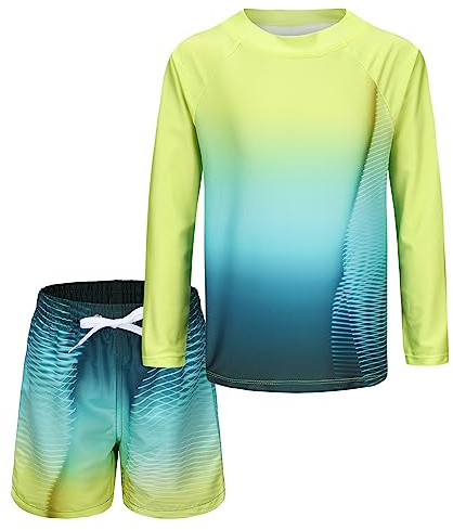 Aisyee Boys Swimming Costume Kids Rash Vest and Swim Shorts Set 3-16 Years | two piece swimsuit, UPF 50+, quick-dry, soft & stretchy, adjustable waist, chlorine-resistant, durable, beach, pool, holidays
