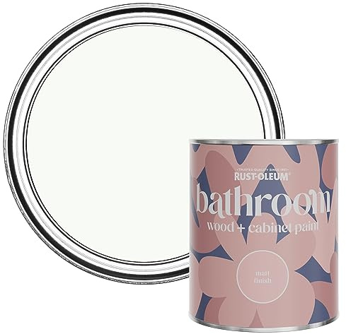 Rust-Oleum White Moisture Resistant Bathroom Wood and Cabinet Paint in Matt Finish - Still 750ml