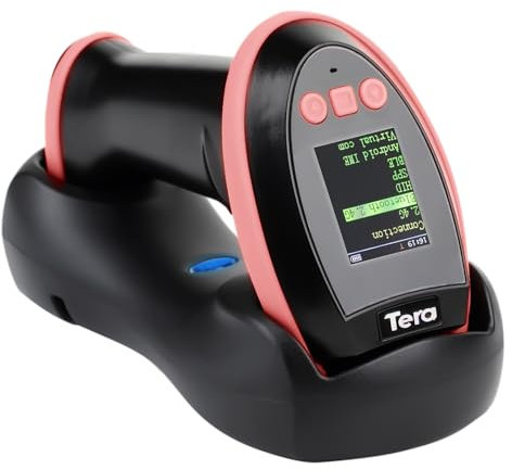 Tera 1D 2D QR Barcode-Scanner mit digitalem Einstellungsbildschirm & Tastenfeld Schnellscan funktioniert mit Bluetooth 2.4G Drahtlos & USB-Kabelverbindung deutsche Anleitung HW0009 Rosa