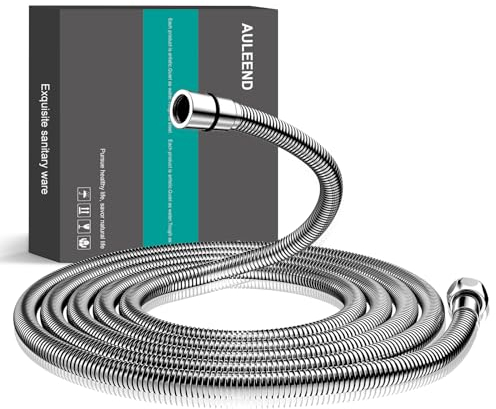 auleend 118 Zoll (3m) Brauseschlauch 304 Edelstahl Extra Lang Brauseschlauch Ersatz Handbrause Duschkopf Schlauch Verlängerung - Chrom