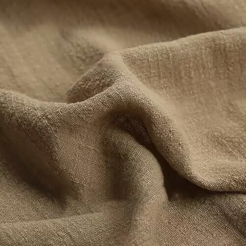 Wambere 100cm x 130cm Stoffe Stoff aus Baumwolle und Leinen,Dünner Leinenstoff,Stoff Fabric Meterware,Fabric zum Nähen,Dekostoff für DIY Basteln Kleidungsdekoration Tischdekoration,Kamel