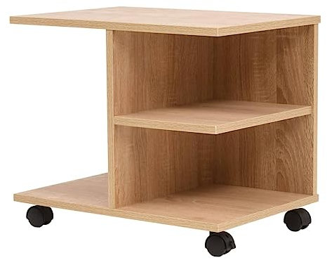 MNISDFL Küchenregal Badregal Bücherregal Standregal Beistelltisch mit Rollen 50×35×42 cm Eichenbraun für Wohnzimmer Büro Schlafzimmer Bad