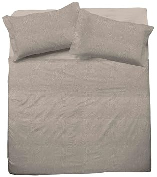 hermet Cristal, Set Lenzuola Letto Matrimoniale in Cotone, 100% Cotone,Completo Letto 2 Piazze, Lenzuolo Sopra, Lenzuolo con Angoli, Coppia Federe, Tortora
