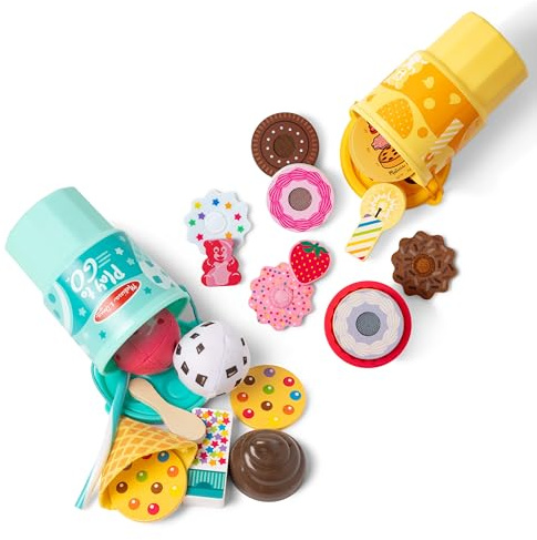 Melissa & Doug Play to Go Set med 2 stycken, kakor och glass, reseleksaker för pojkar och flickor från 3 år och uppåt
