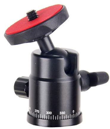 Tripod Ball Head with 1/4 Screw and Dual Hot Shoe Mount 360 Degree Rotatable Metal Adapter for DSLR Camera Tripods Monopods Camcorder Light Microphone (Load 4LB)