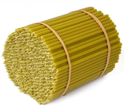 Bienenwachskerzen mit Paraffinzusatz Blütennektar, tropf- und rußfrei, biegsam I L: 16 cm, Ø 5 mm, Brenndauer 30 Min, kirchliche und rituelle Kerzen (3500)